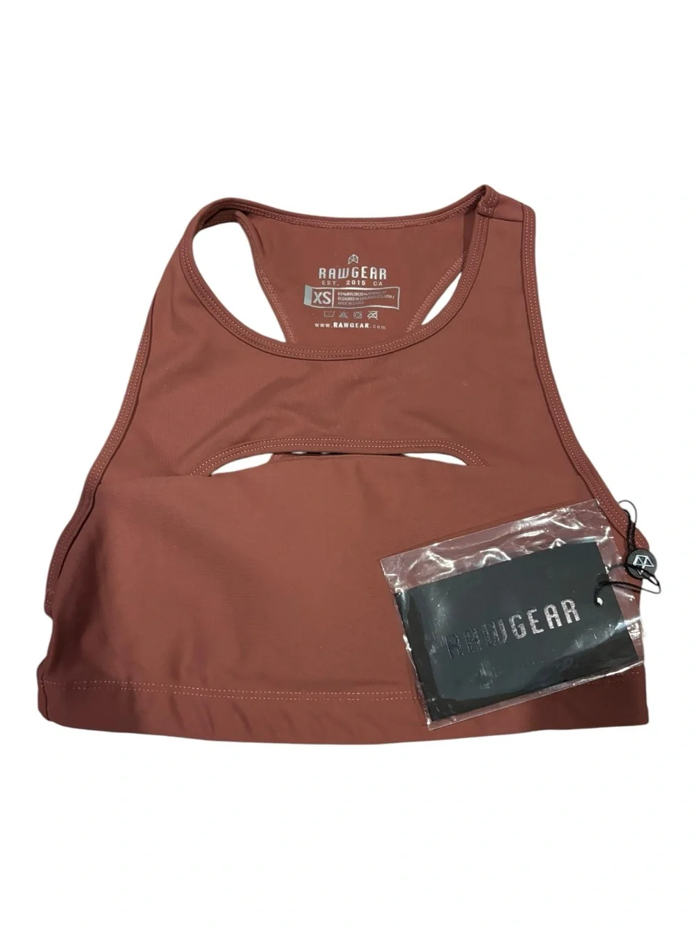 RawGear Cutout Sports Bra Rust Brown XS NWT Activewear Gym Workout